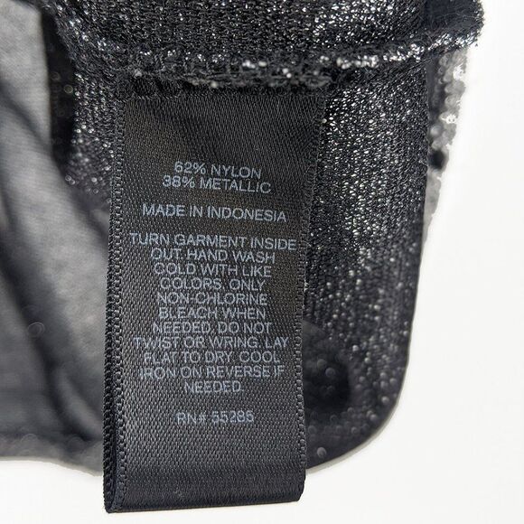 Express Women's Boxy Metallic Short Sleeve Blouse Top Black Small - Picture 6 of 6